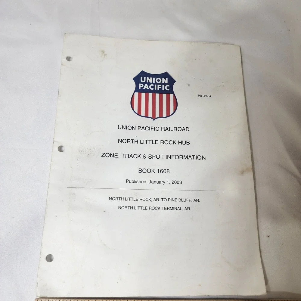 Union Pacific Railroad 2003 North Little Rock Hub Book 1608 Track & Spot Info